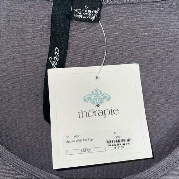 NWT Gray and Silver Sequin Sleeve Blouse - Picture 3 of 5